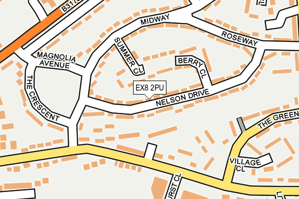 EX8 2PU map - OS OpenMap – Local (Ordnance Survey)