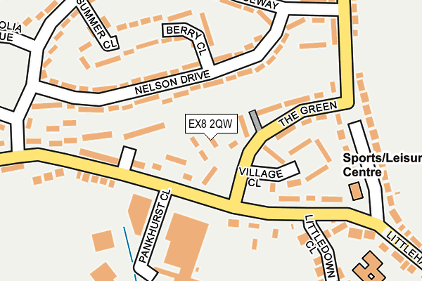 EX8 2QW map - OS OpenMap – Local (Ordnance Survey)