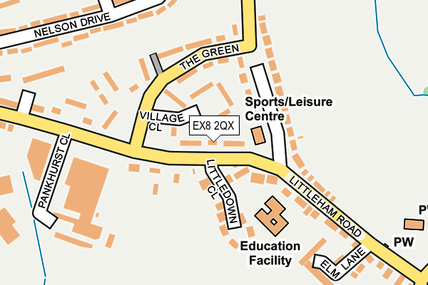 EX8 2QX map - OS OpenMap – Local (Ordnance Survey)