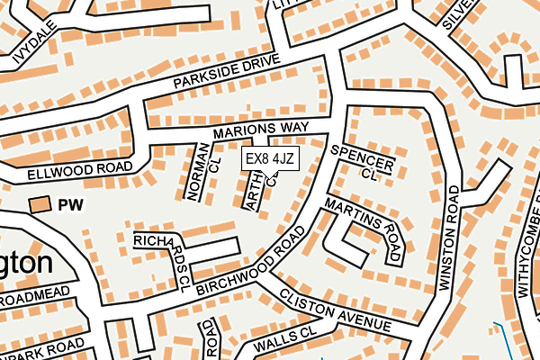 EX8 4JZ map - OS OpenMap – Local (Ordnance Survey)