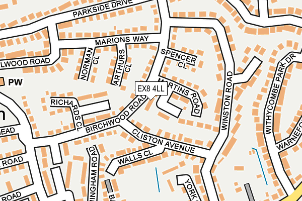 EX8 4LL map - OS OpenMap – Local (Ordnance Survey)