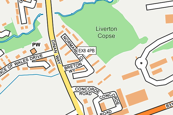 EX8 4PB map - OS OpenMap – Local (Ordnance Survey)