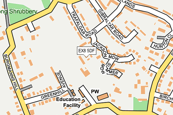 EX8 5DF map - OS OpenMap – Local (Ordnance Survey)