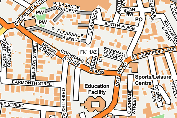 FK1 1AZ map - OS OpenMap – Local (Ordnance Survey)