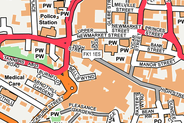 FK1 1ES map - OS OpenMap – Local (Ordnance Survey)