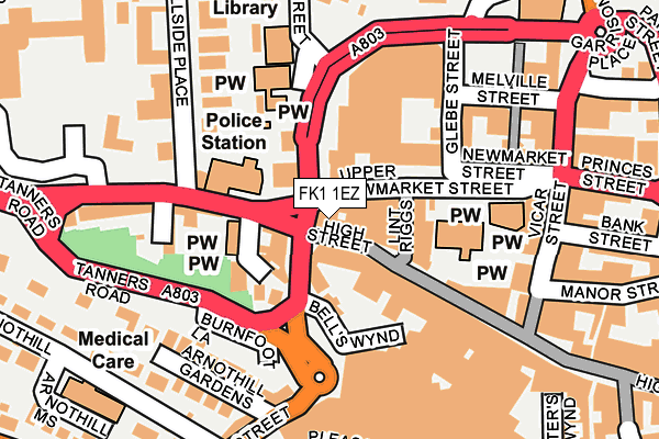 FK1 1EZ map - OS OpenMap – Local (Ordnance Survey)