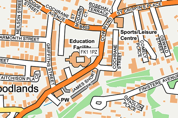 FK1 1PZ map - OS OpenMap – Local (Ordnance Survey)