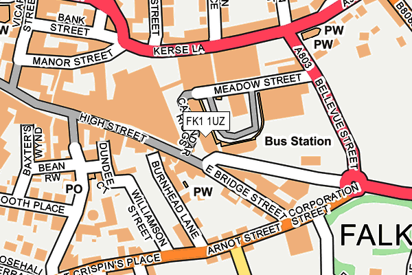 FK1 1UZ map - OS OpenMap – Local (Ordnance Survey)