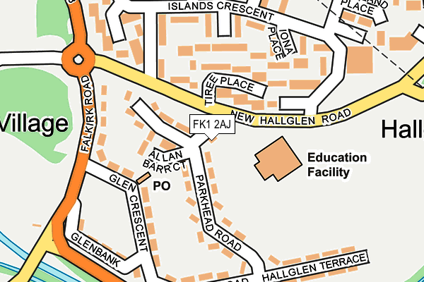 FK1 2AJ map - OS OpenMap – Local (Ordnance Survey)
