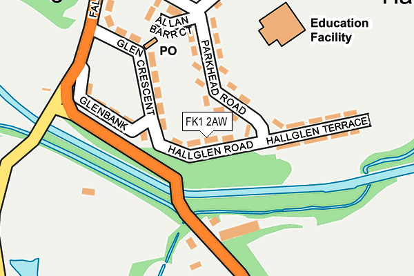 FK1 2AW map - OS OpenMap – Local (Ordnance Survey)