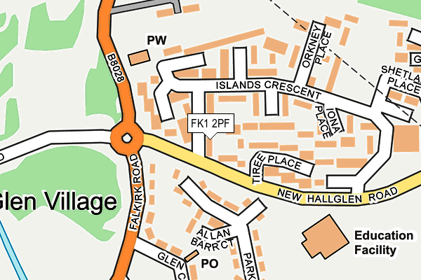 FK1 2PF map - OS OpenMap – Local (Ordnance Survey)