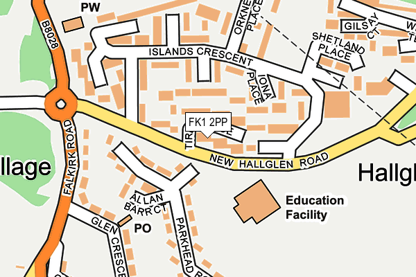 FK1 2PP map - OS OpenMap – Local (Ordnance Survey)