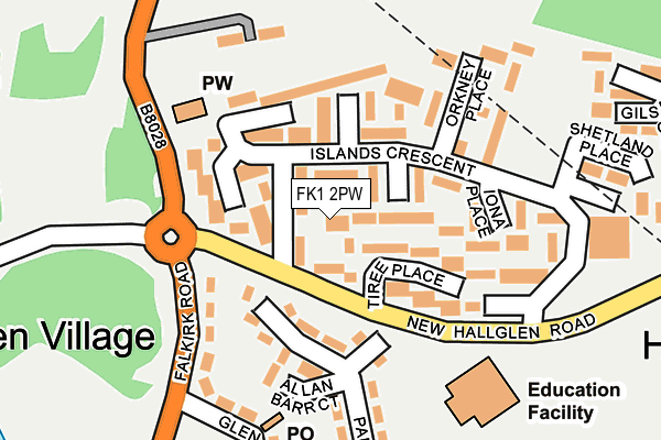 FK1 2PW map - OS OpenMap – Local (Ordnance Survey)