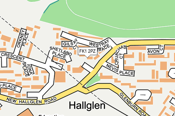 FK1 2PZ map - OS OpenMap – Local (Ordnance Survey)