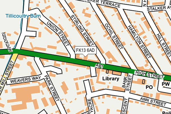 FK13 6AD map - OS OpenMap – Local (Ordnance Survey)