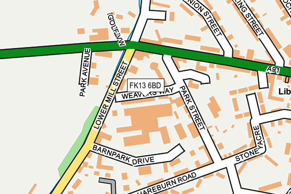 FK13 6BD map - OS OpenMap – Local (Ordnance Survey)