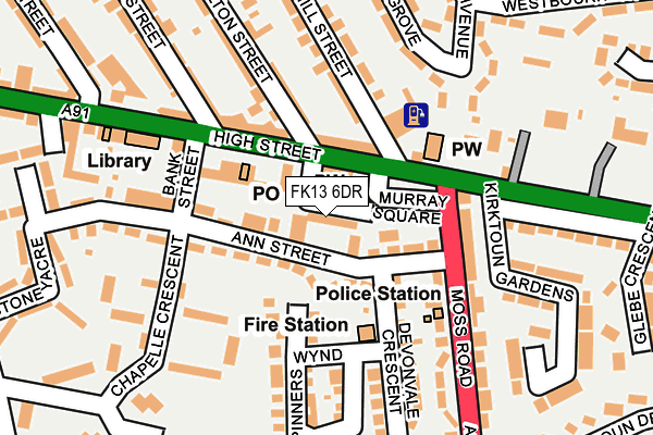 FK13 6DR map - OS OpenMap – Local (Ordnance Survey)