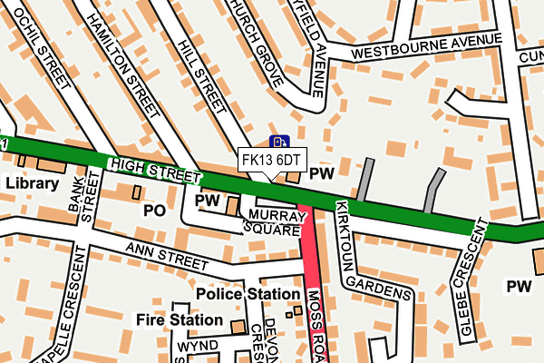 FK13 6DT map - OS OpenMap – Local (Ordnance Survey)