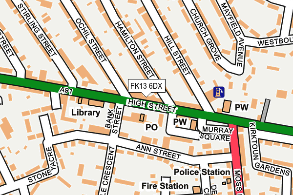 FK13 6DX map - OS OpenMap – Local (Ordnance Survey)