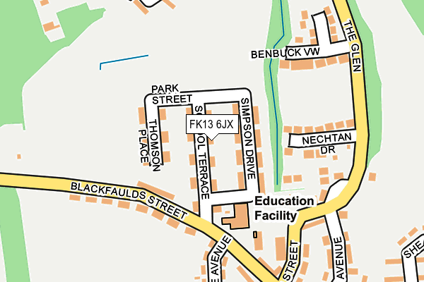FK13 6JX map - OS OpenMap – Local (Ordnance Survey)