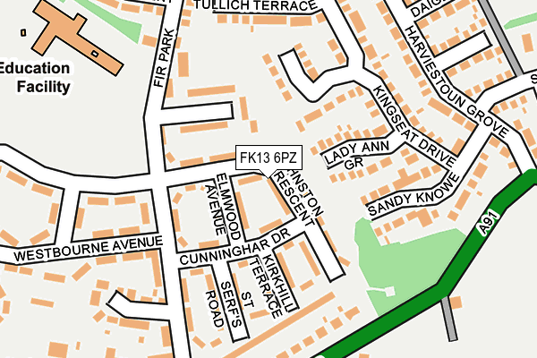 FK13 6PZ map - OS OpenMap – Local (Ordnance Survey)