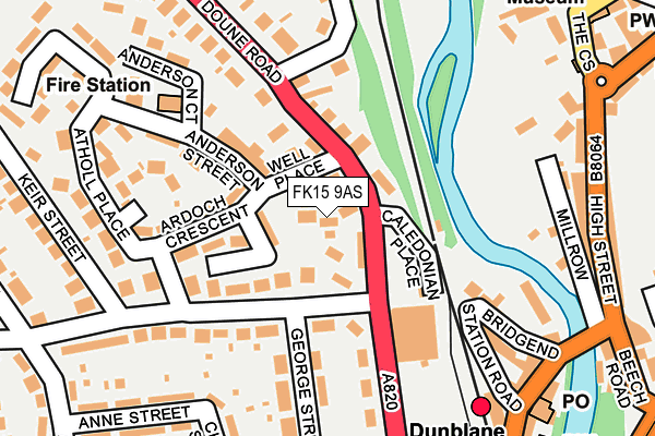 FK15 9AS map - OS OpenMap – Local (Ordnance Survey)