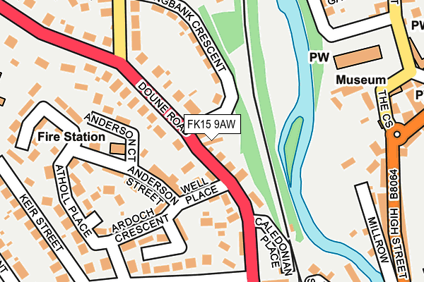 FK15 9AW map - OS OpenMap – Local (Ordnance Survey)