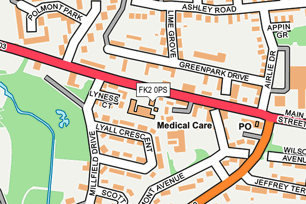 FK2 0PS map - OS OpenMap – Local (Ordnance Survey)