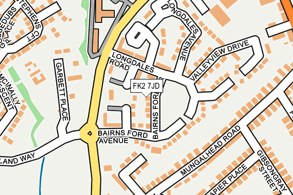 FK2 7JD map - OS OpenMap – Local (Ordnance Survey)