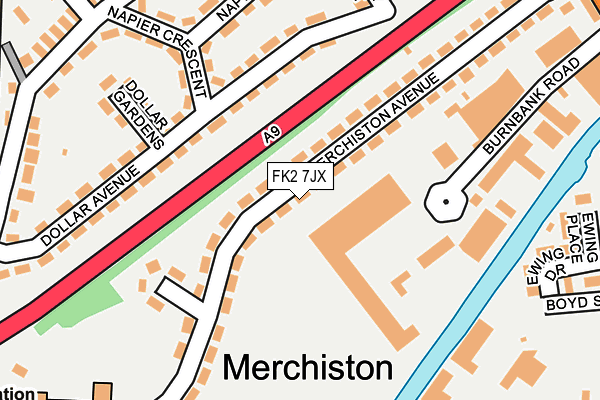 FK2 7JX map - OS OpenMap – Local (Ordnance Survey)