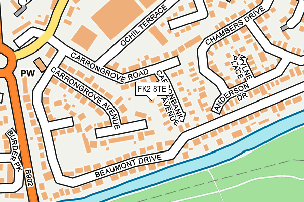 FK2 8TE map - OS OpenMap – Local (Ordnance Survey)