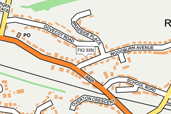 FK2 9XN map - OS OpenMap – Local (Ordnance Survey)