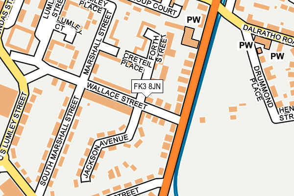 FK3 8JN map - OS OpenMap – Local (Ordnance Survey)