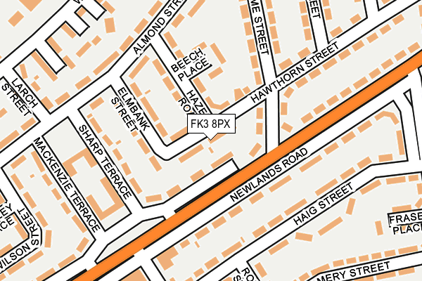 FK3 8PX map - OS OpenMap – Local (Ordnance Survey)