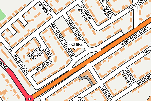 FK3 8PZ map - OS OpenMap – Local (Ordnance Survey)