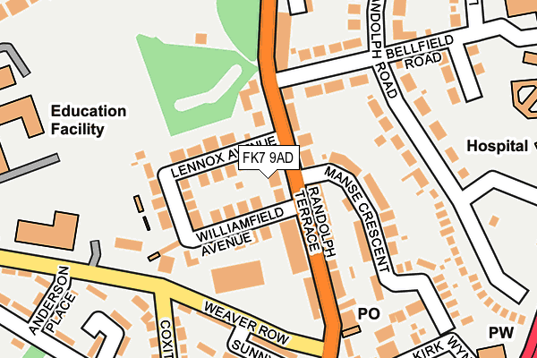 FK7 9AD map - OS OpenMap – Local (Ordnance Survey)