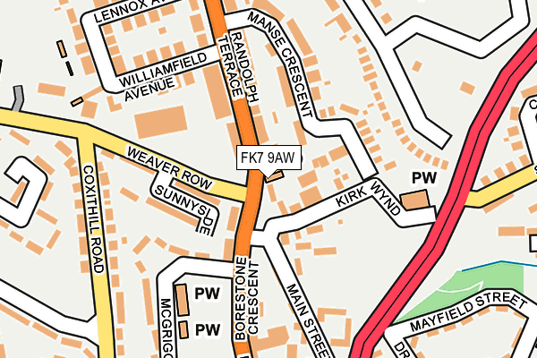 FK7 9AW map - OS OpenMap – Local (Ordnance Survey)