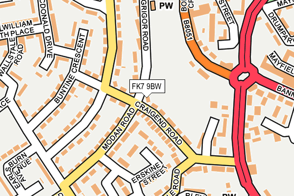 FK7 9BW map - OS OpenMap – Local (Ordnance Survey)
