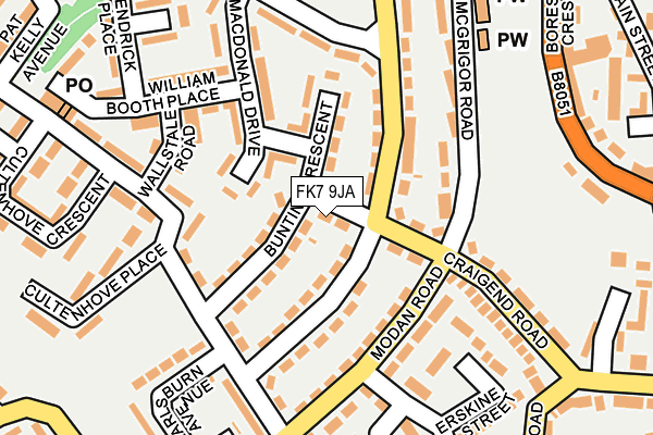 FK7 9JA map - OS OpenMap – Local (Ordnance Survey)