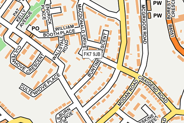 FK7 9JB map - OS OpenMap – Local (Ordnance Survey)