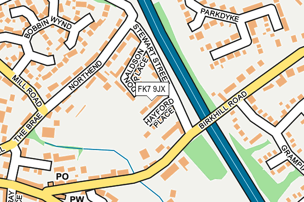 FK7 9JX map - OS OpenMap – Local (Ordnance Survey)
