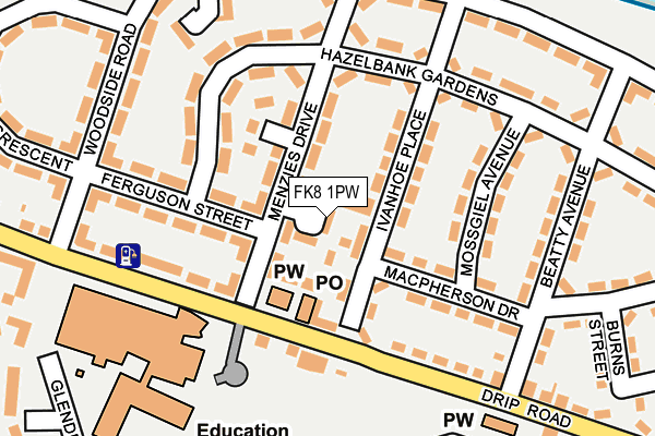 FK8 1PW map - OS OpenMap – Local (Ordnance Survey)