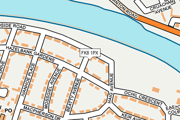 FK8 1PX map - OS OpenMap – Local (Ordnance Survey)