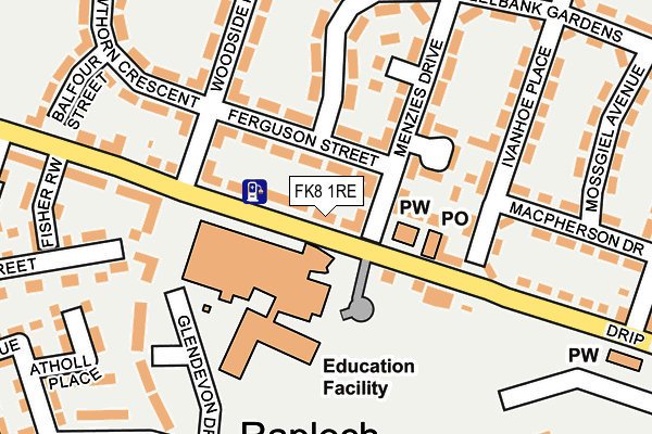FK8 1RE map - OS OpenMap – Local (Ordnance Survey)