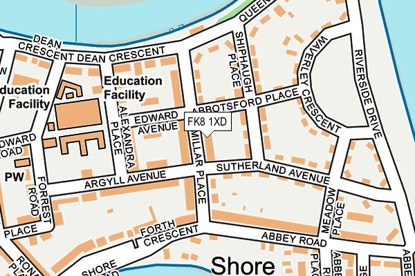 FK8 1XD map - OS OpenMap – Local (Ordnance Survey)