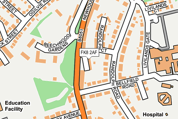 FK8 2AF map - OS OpenMap – Local (Ordnance Survey)