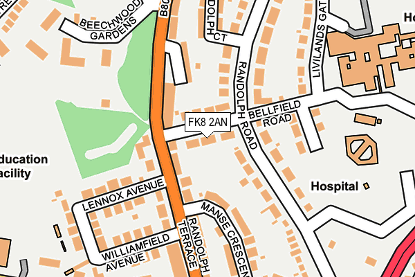 FK8 2AN map - OS OpenMap – Local (Ordnance Survey)