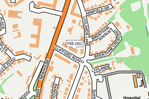 FK8 2AQ map - OS OpenMap – Local (Ordnance Survey)