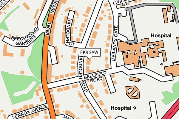 FK8 2AW map - OS OpenMap – Local (Ordnance Survey)