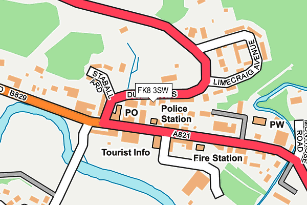 FK8 3SW map - OS OpenMap – Local (Ordnance Survey)